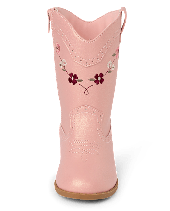 Girls Embroidered Floral Cowgirl Boots - Blue Sky Mountain