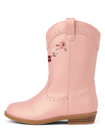 Girls Embroidered Floral Cowgirl Boots - Blue Sky Mountain