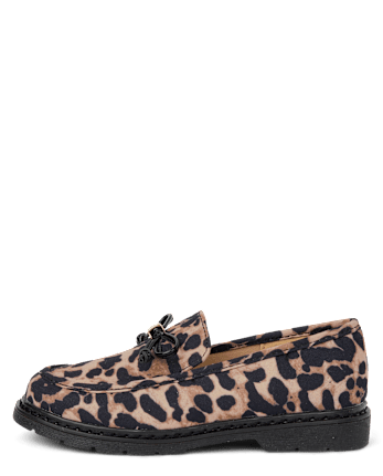 Girls Leopard Bow Loafers - The Leopard Edit