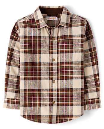 Boys Plaid Flannel Button Up Shirt - Countryside Manor
