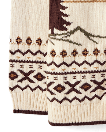Boys Intarsia Dog Fairisle Shawl Cardigan - Countryside Manor