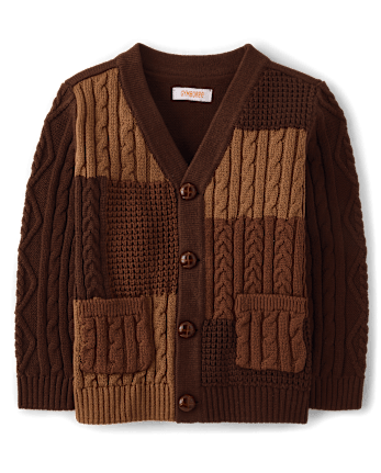 Boys Patchwork Cable Knit Cardigan - Countryside Manor