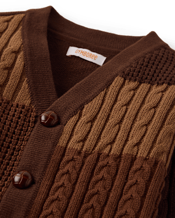 Boys Patchwork Cable Knit Cardigan - Countryside Manor
