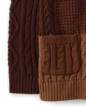 Boys Patchwork Cable Knit Cardigan - Countryside Manor