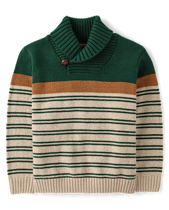 Boys Colorblock Striped Shawl Sweater - Countryside Manor