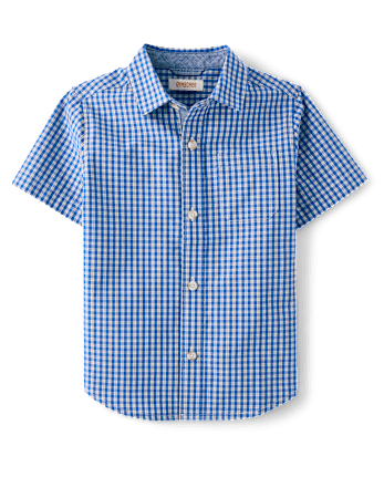 Boys Plaid Poplin Button Up Shirt - Collegiate Club