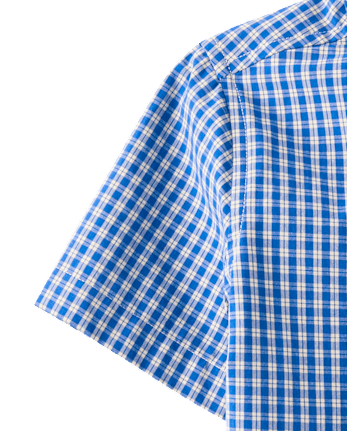 Boys Plaid Poplin Button Up Shirt - Collegiate Club