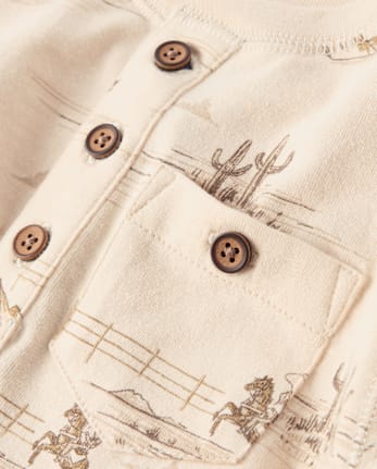 Boys Cowboy Henley Top - Blue Sky Mountain