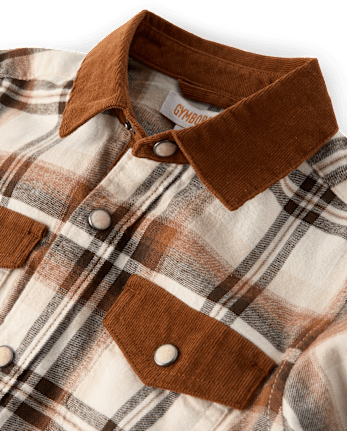 Boys Plaid Flannel Snap Front Shirt - Blue Sky Mountain