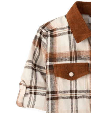 Boys Plaid Flannel Snap Front Shirt - Blue Sky Mountain