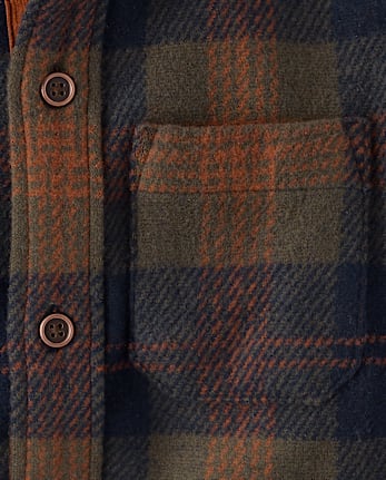 Boys Plaid Cozy Knit Button Up Shirt - Countryside Manor