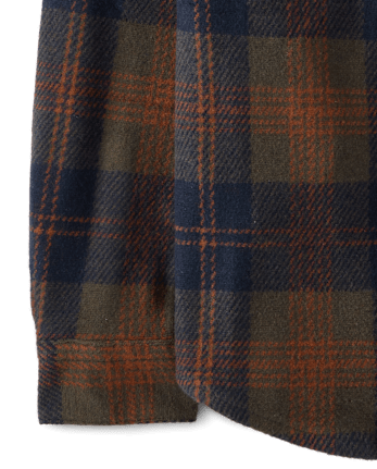 Boys Plaid Cozy Knit Button Up Shirt - Countryside Manor