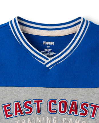 Boys Embroidered Varsity V-Neck Top - Collegiate Club