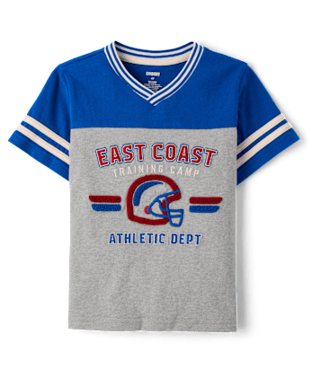 Boys Embroidered Varsity V-Neck Top - Collegiate Club