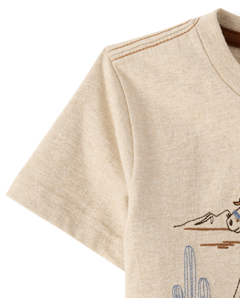 Boys Embroidered Horse Textured Top - Blue Sky Mountain