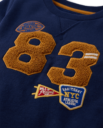 Boys Embroidered Chenille Varsity Fleece Sweatshirt - Collegiate Club