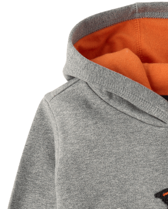 Boys Embroidered Chenille Halloween Fleece Hoodie - Trick or Treat