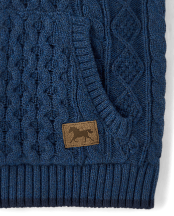 Boys Cable Knit Hoodie - Blue Sky Mountain