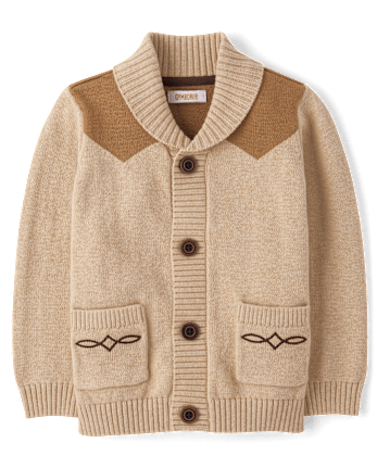 Boys Embroidered Horse Shawl Cardigan - Blue Sky Mountain