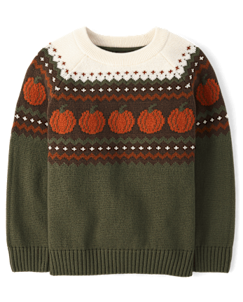 Boys Pumpkin Fairisle Sweater - The Harvest Edit