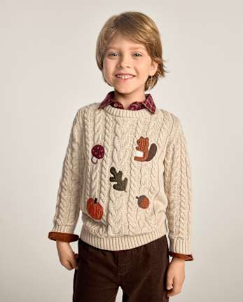 Boys Crochet Icon Cable Knit Sweater - The Harvest Edit