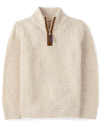 Boys Contrast Textured Quarter Zip Pullover - Little Essentials