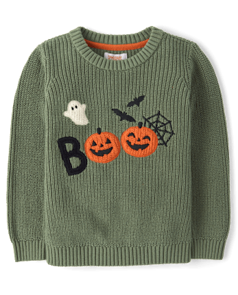 Boys Crochet Halloween Shaker Stitch Sweater - Trick or Treat