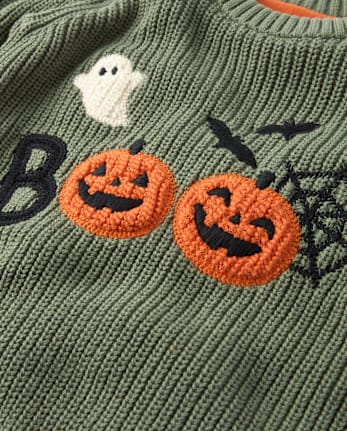 Boys Crochet Halloween Shaker Stitch Sweater - Trick or Treat