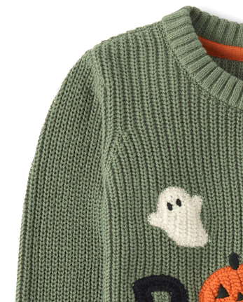 Boys Crochet Halloween Shaker Stitch Sweater - Trick or Treat