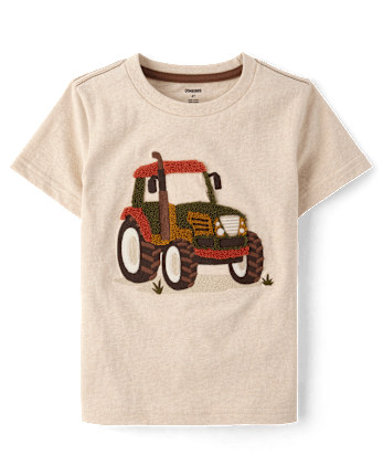 Boys Embroidered Chenille Tractor Top - The Harvest Edit