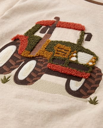 Boys Embroidered Chenille Tractor Top - The Harvest Edit