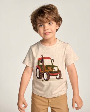 Boys Embroidered Chenille Tractor Top - The Harvest Edit