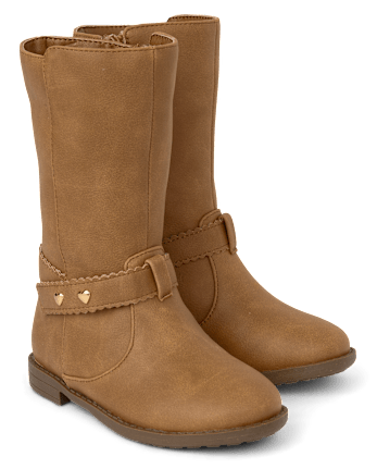 Girls Heart Stud Boots - Little Essentials