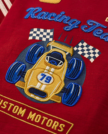 Boys Applique Racecar Varsity Top - Collegiate Club