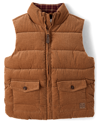 Boys Quilted Corduroy Flannel Lined Puffer Vest - The Harvest Edit