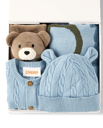 Baby Boys Intarsia Alphabet 4-Piece Gift Box Set - BLUE AURA
