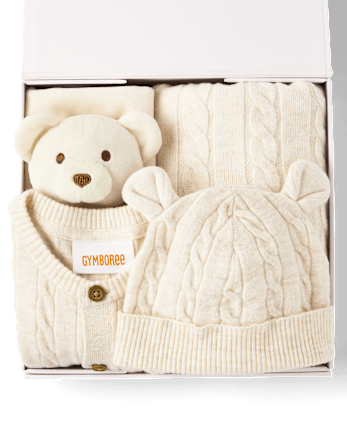 Baby Cable Knit 4-Piece Gift Box Set - H/T VANILLA