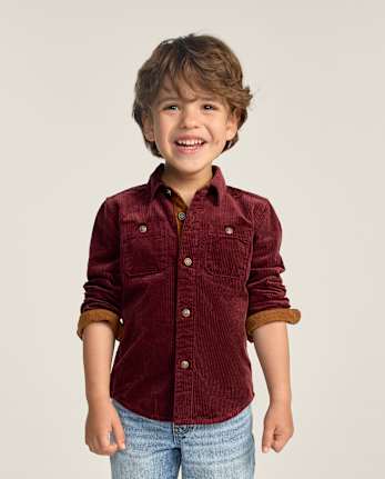 Boys Textured Corduroy Button Up Shirt - The Harvest Edit