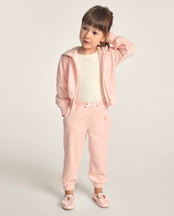 Girls Embroidered Ballet Velour Jogger Pants - Le Petite Ballet