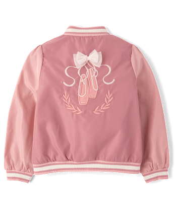 Girls Embellished Ballet Slipper Varsity Jacket - Le Petite Ballet