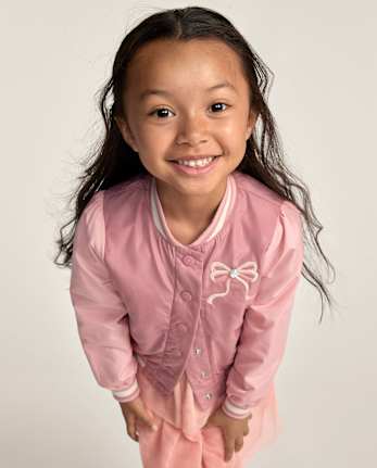Girls Embellished Ballet Slipper Varsity Jacket - Le Petite Ballet