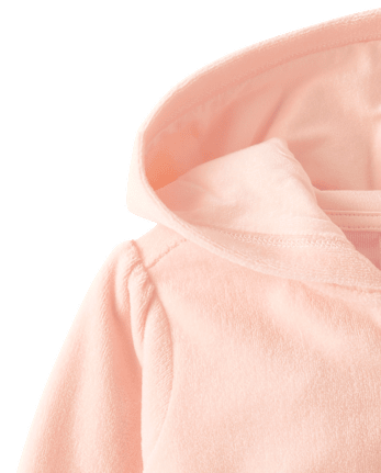 Girls Embroidered Bow Velour Zip Up Hoodie - Le Petite Ballet