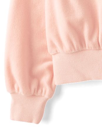 Girls Embroidered Bow Velour Zip Up Hoodie - Le Petite Ballet