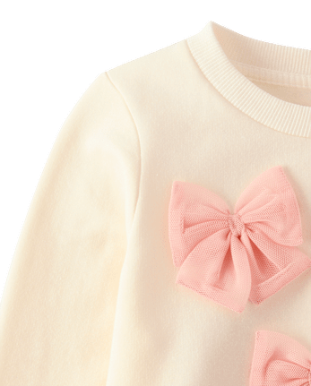 Girls Bow Fleece Sweatshirt - Le Petite Ballet