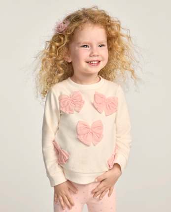 Girls Bow Fleece Sweatshirt - Le Petite Ballet