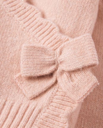 Girls Scalloped Bow Wrap Cardigan - Le Petite Ballet