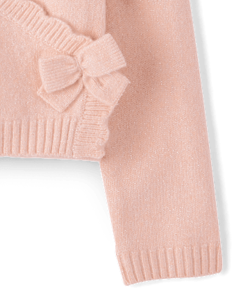 Girls Scalloped Bow Wrap Cardigan - Le Petite Ballet