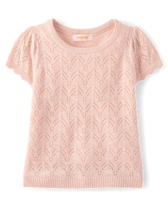 Girls Pointelle Scalloped Sweater - Le Petite Ballet