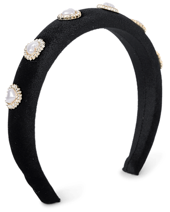 Girls Embellished Puffy Headband - Little Essentials - BLACK