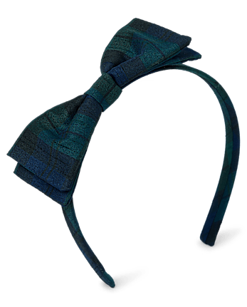 Girls Plaid Bow Headband - Tartan Remix - FIR